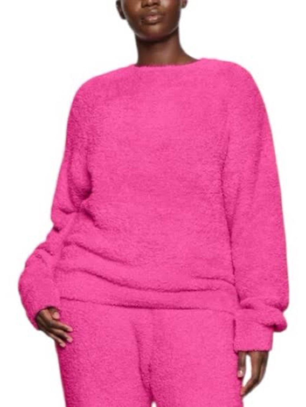 SKIMS Cozy Knit Unisex Pullover Sweatshirt Pink Medium Oversized fit Teddy